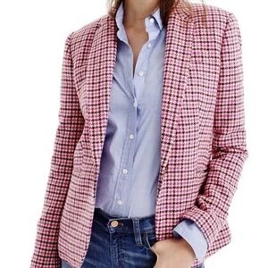 J. Crew Pink and Brown Houndstooth Blazer BNWT